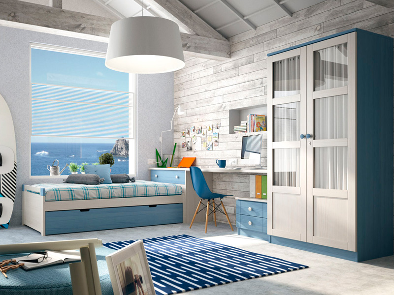 Cuadros Habitacion Juvenil Dormitorio Juvenil Usable cómodo del colchón  casero Adaptable Moderno Azul Gris de la cabecera 140X200CM : :  Hogar y cocina